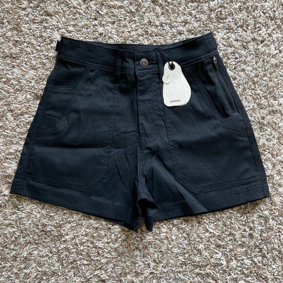 Prana Stretch Zion Cargo 3" Short Women's 0 Black Standard Fit High Rise Stretch - Picture 5 of 13